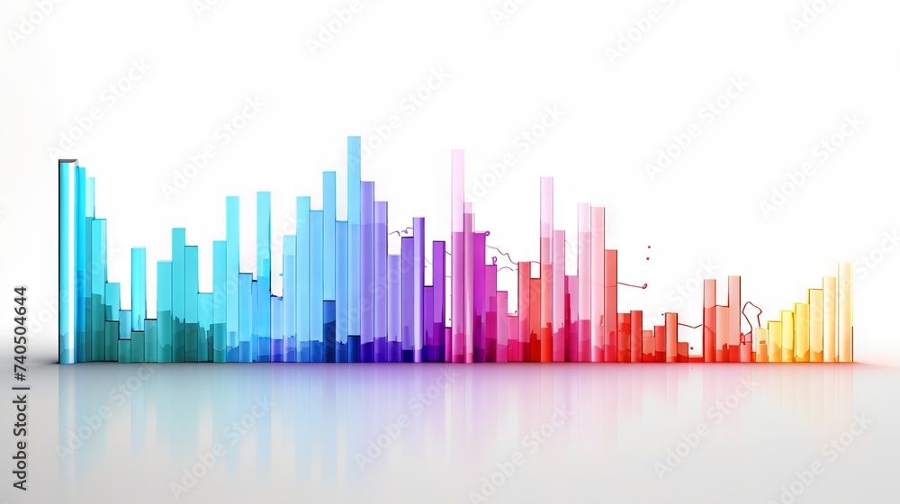 Poster vibrant business data visualization: colorful graph of statistics on white background