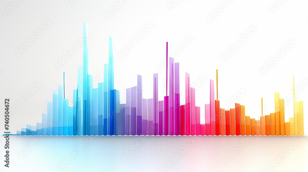 Poster vibrant business data visualization: colorful graph of statistics on white background
