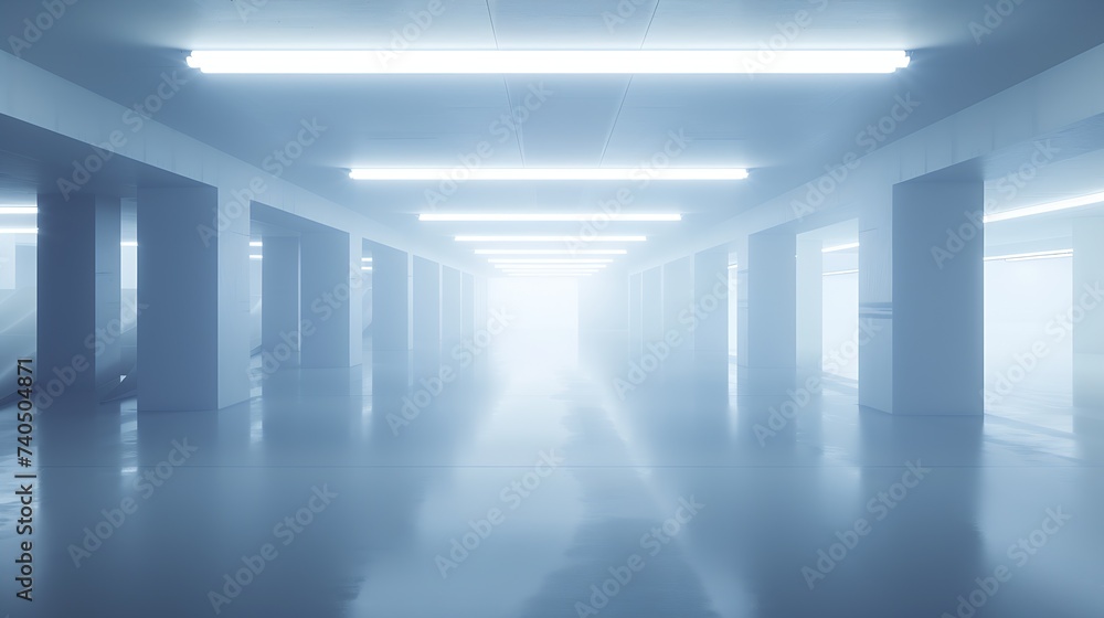 Poster empty underground parking area 3d rendering image : generative ai