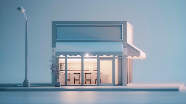 Angle view of a small business building exterior : Generative AI