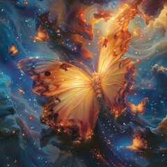 Phospholipid molecules forming the delicate wings of cosmic butterflies fluttering between the fabric of space time