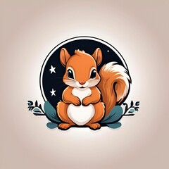Cute little squirrel cartoon in the forest.
