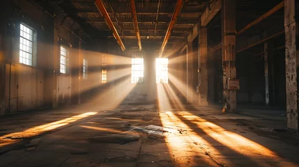 Foto auf Acrylglas Dark industrial interior of an old building : Generative AI © Generative AI