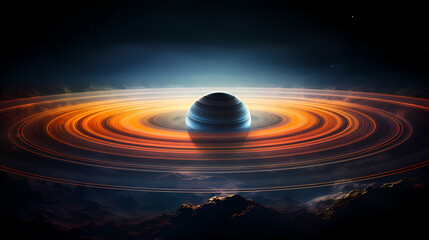 Fototapeta na wymiar Image of Saturn with many bright colors, concept of planetary rings