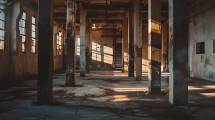 Papier Peint photo autocollant Vieux bâtiments abandonnés Old abandoned industrial building interior : Generative AI