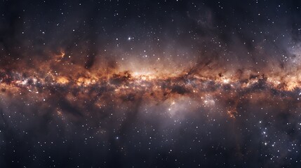 A view from space to a galaxy and stars Universe filled with stars nebula and galaxy Panoramic shot wide format Elements of this image  : Generative AI - Powered by Adobe