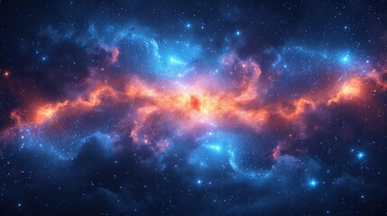 Fototapeta na wymiar Beauty landscape panoramic blue star dust nebula