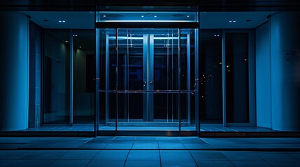 glass door of the office building. : Generative AI