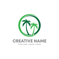 abstract green Palm tree logo design