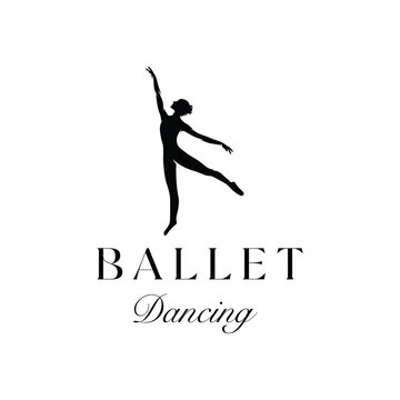 Ballet dancing logo design template vector illustration