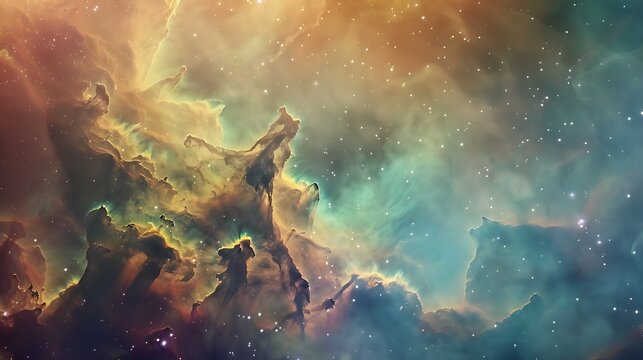 Cosmic Cliffs in the Carina Nebula James Webb Space Telescope Glittering Landscape of Star Birth Elements of this image  : Generative AI