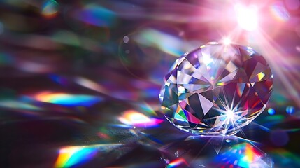 Lens Flare Abstract Bokeh Lights Leaking Reflection of a Glass round Diamond Crystal Jewelry...