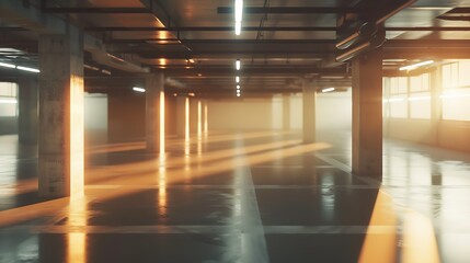 Empty parking garage in modern apartment. : Generative AI