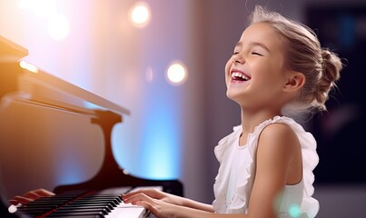 Little Girl Sitting at Piano
