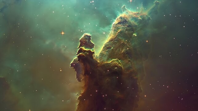 Details show of the Pillars of Creation in Eagle Nebula The elements of image  Credit  ESA CSA STScI Joseph DePasquale STScI Anton M Koekemoer STScI Alyssa Pagan STScI : Generative AI