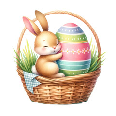 Bunny and easter eggs clipart watercolor illustration pastel color nursery art  