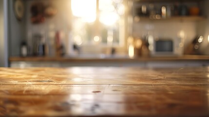 Table top Counter with Blurred Kitchen Background : Generative AI