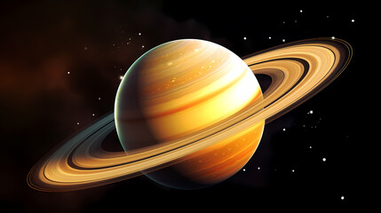 Realistic surreal Saturn in space, concept of planetary rings