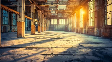 Foto op Canvas Interior view inside an abandoned factory building : Generative AI © Generative AI