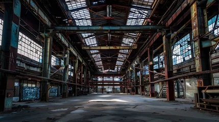 Papier Peint photo Vieux bâtiments abandonnés Old abandoned steelworks in Ostrava : Generative AI