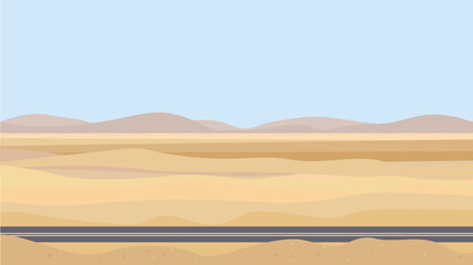 Fototapeta na wymiar dry sunny steppes landscape flat vector background illustration