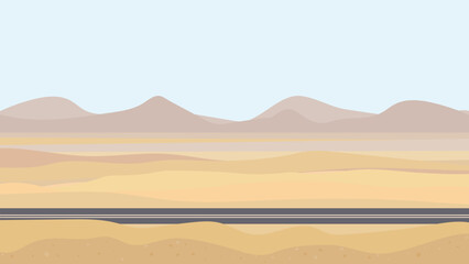 dry sunny steppes landscape flat vector background illustration