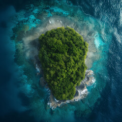 Aerial view of an tropic island 