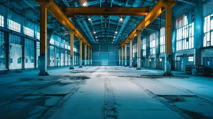 Gordijnen Industrial interior of an old factory building : Generative AI © Generative AI