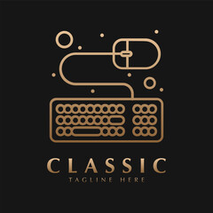 Keyboard and mouse logo icon design sign