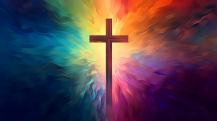 Christian cross, Good Friday wooden cross background with copy space