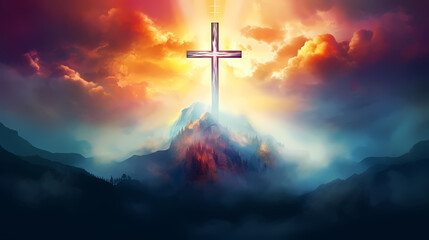 Christian cross, Good Friday wooden cross background with copy space
