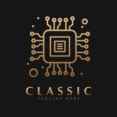 Microchip processor logo icon design sign