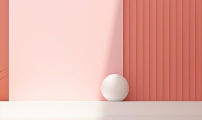 3d objects in a pastel pink room. with copy space for display product