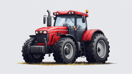 Red tractor on the grey background