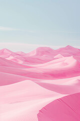 A pink sand dunes under sky. Pop art idea. Psychedelic surreal landscape. Sky blue and pink vibrant...