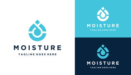 Fototapeta na wymiar Initial Letter M with Aqua Moisture Dew Water Drop Logo Design