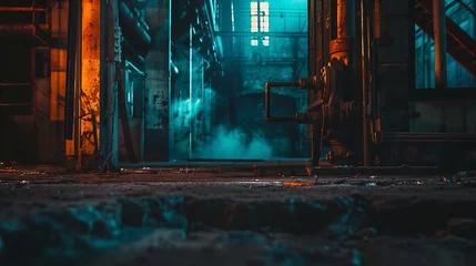Foto auf Acrylglas An abandoned industrial interior in dark colors : Generative AI © Generative AI