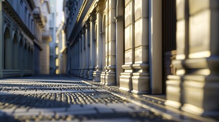 Fototapeta premium empty street and detail of a building in a city : Generative AI