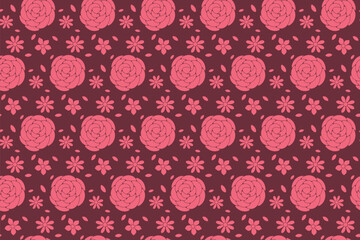 Pink Flowers Seamless Pattern Illustration