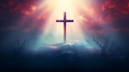 Naklejka premium Christian cross, abstract Christian cross painting art