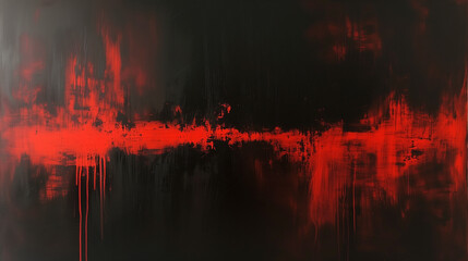 A canvas where bold red clashes against deep black, evoking a sense of dramatic tension in an abstract composition.