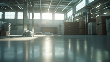 interior of a warehouse ,clean and empty : Generative AI