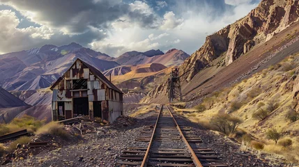  An abandoned cableway station of the La Mejicana mine at the foot of the Sierra de Famantina, Chilecito, La Rioja, Argentina : Generative AI © Generative AI