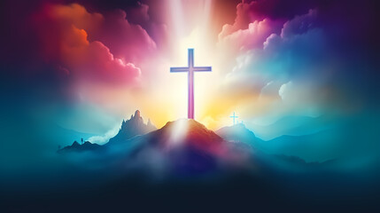 Fototapeta premium Christian cross, abstract Christian cross painting art