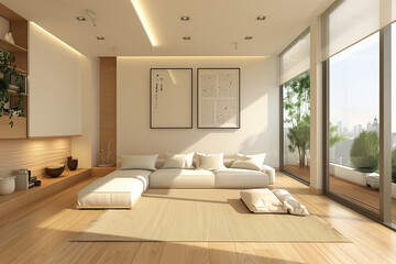 Fototapeta na wymiar modern living room in Japanese style