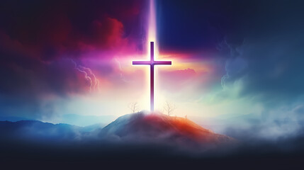 Fototapeta premium Christian cross, abstract Christian cross painting art