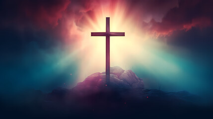 Fototapeta premium Christian cross, abstract Christian cross painting art
