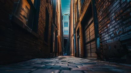 Cercles muraux Ruelle étroite Low Angle View of a Dark Alley in an Inner City Area : Generative AI