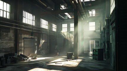 Factory hall in the old iron foundry : Generative AI