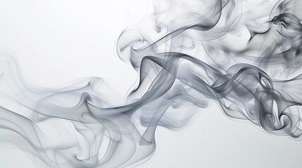 A serene composition of smoke wafting elegantly across a white backdrop, evoking a sense of peaceful motion.